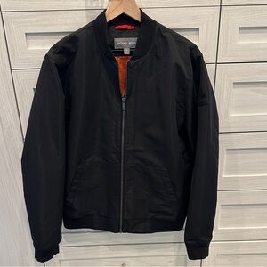 Michael Kors Black Bomber Jacket with Orange Lining
